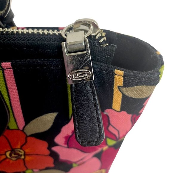 Talbots Floral Stripe Satchel - Black and Pink - Picture 9 of 15